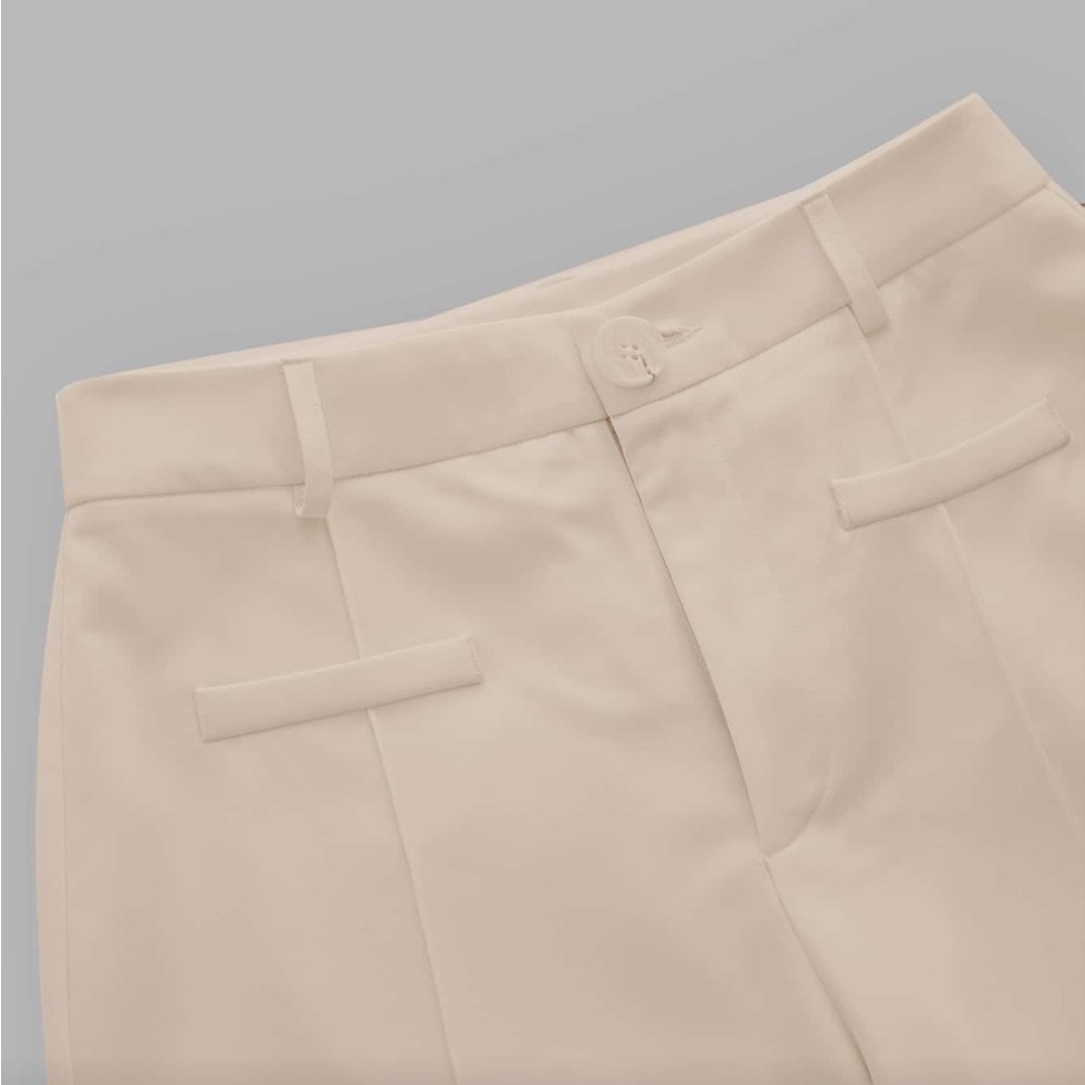 Ivory off white cream seam front flattering trouser pants high waisted - Picture 5 of 7